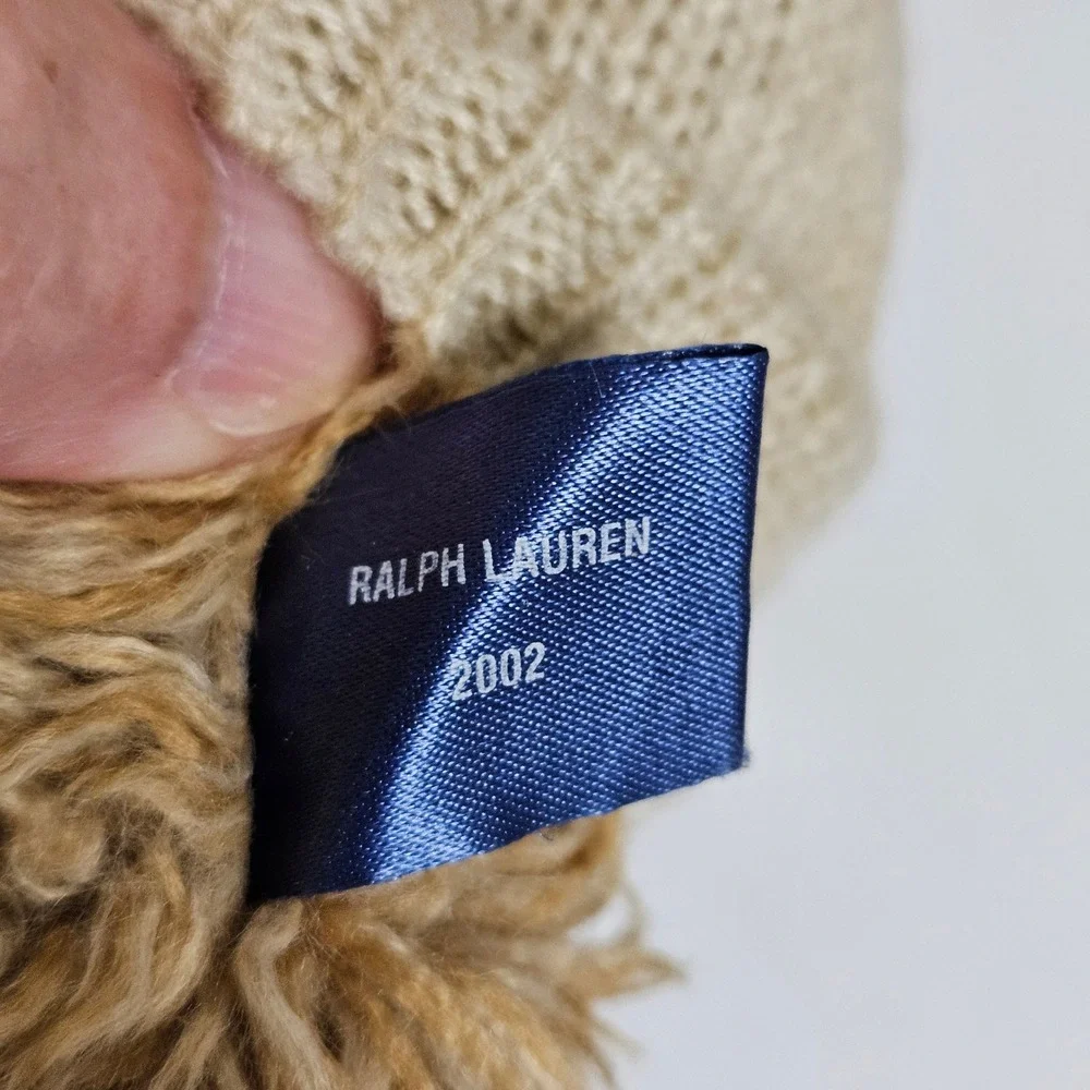 Ralph Lauren Plush Toy Brown 2002 Polo Bear Knit Sweater Vintage Preppy Y2K